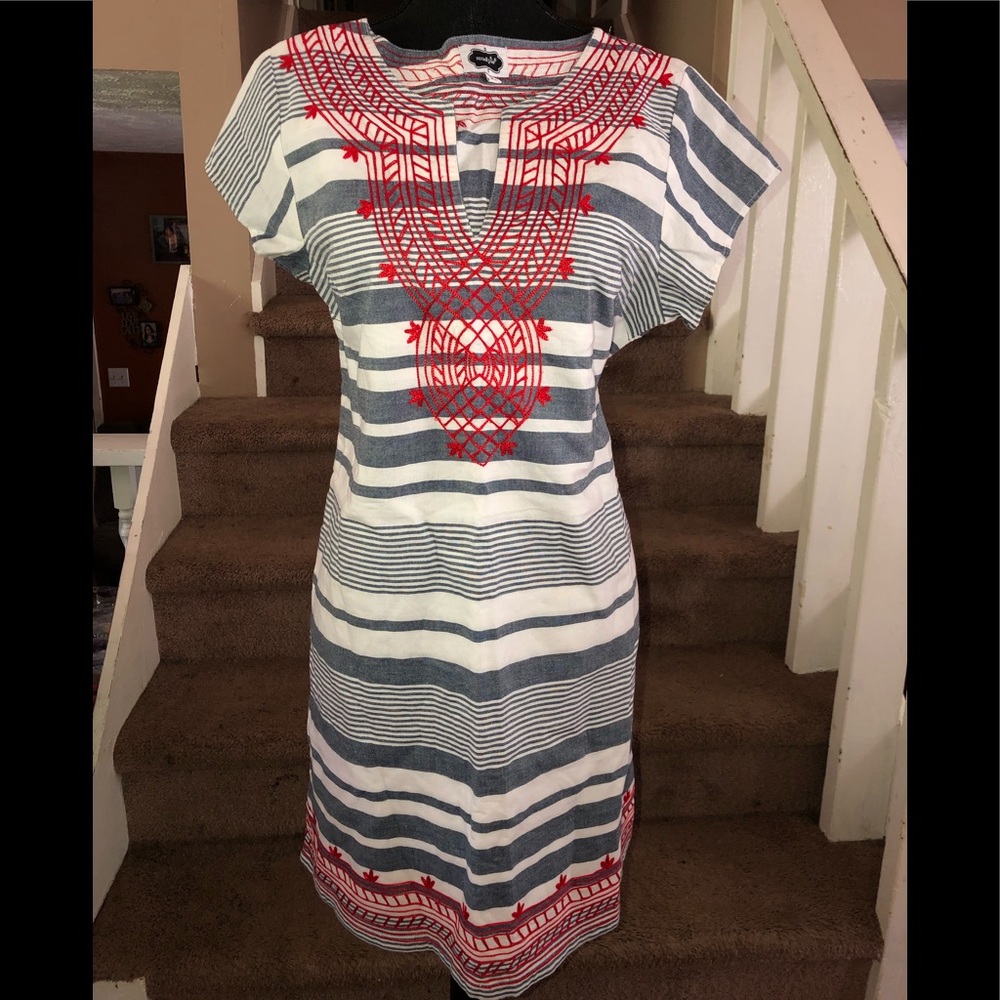 Mud Pie Red and White Striped Dress